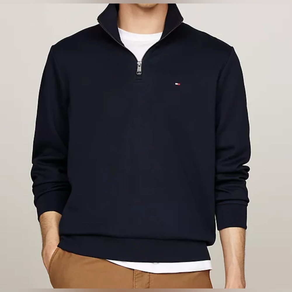 Tommy Hilfiger Men's Blue Tight Knit Pullover Sweater Size XL Half Zip